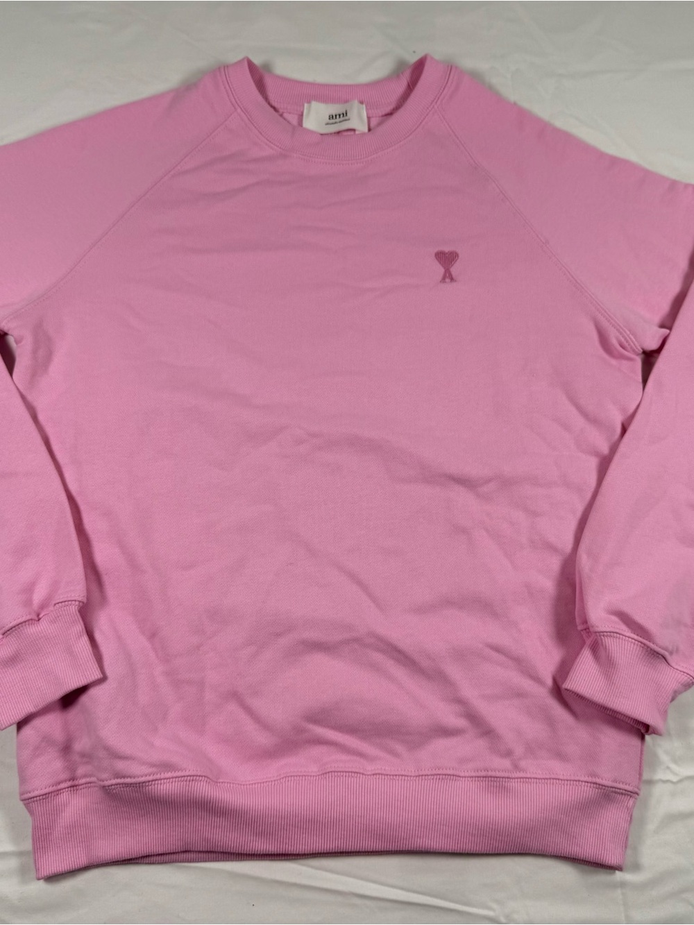 Ami Alexandre Mattiussi Pink Crewneck Sweatshirt with Heart Logo
